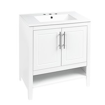 30" Multi-Functional Bathroom Vanity Cabinet With Sink Doors And Drawers White - £364.20 GBP