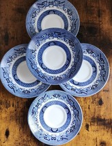 Five (5) ~ Churchill ~ England ~ Vintage Blue Willow ~ Replacement ~ Saucers (2) - £35.87 GBP