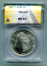 1921-D Morgan Silver Dollar Anacs MS63 Nice Original Coin Premium Quality Pq - £192.72 GBP