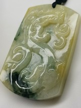 Icy Ice Green &amp; Yellow Natural Burma Jadeite Jade Dragon Pendant # 130 carat - £692.23 GBP
