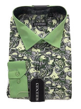 Luxton Men&#39;s Dress Shirt Olive Green Collar Convertible Cuffs Size 16.5 ... - £27.63 GBP