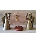 Vintage Copper Brass Christmas Angels Candle Holders 3pc Mexico 6.5&#39;&#39; De... - £47.78 GBP