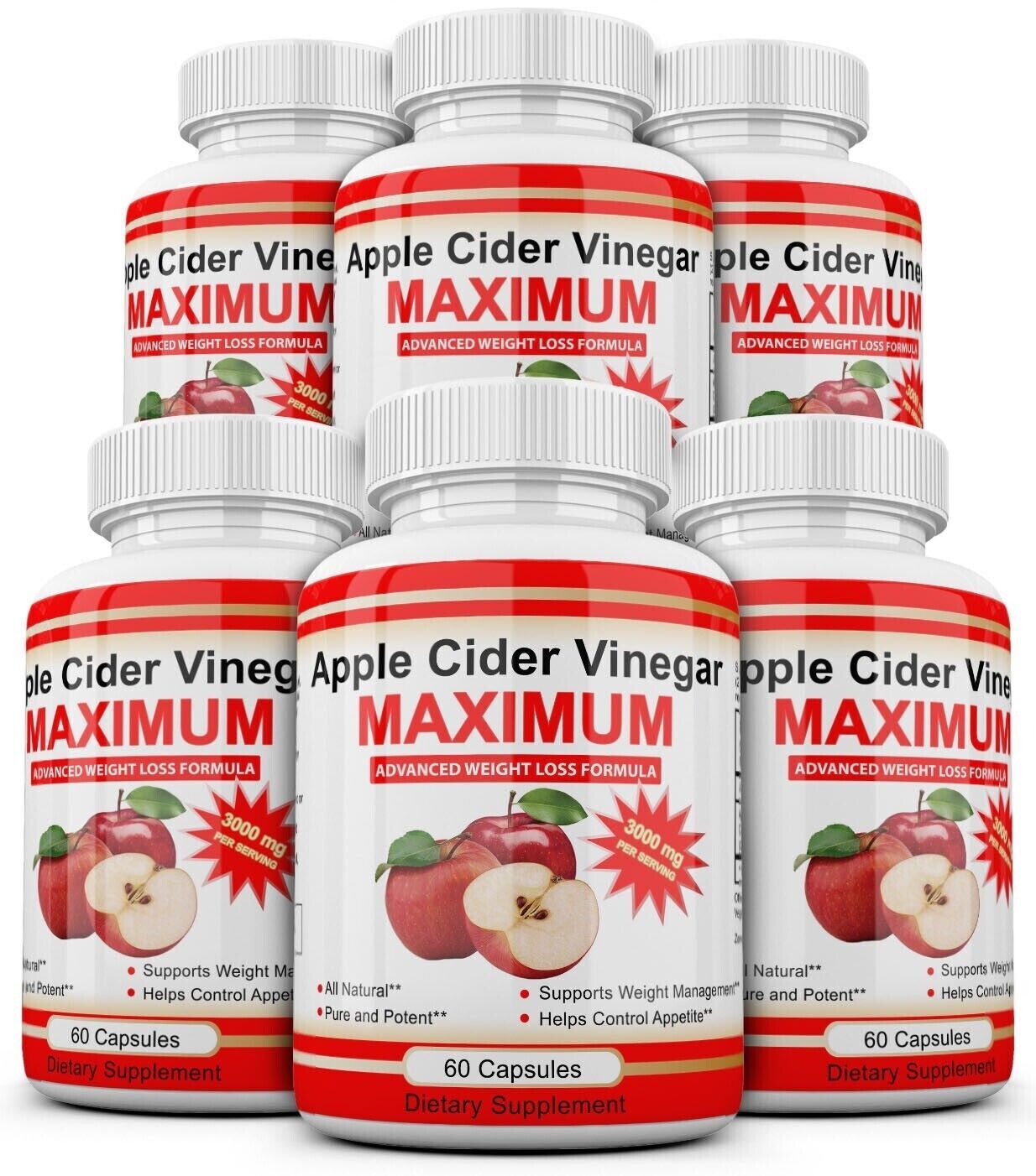 360 Capsules Rapid Fast Weight Loss 6 X Apple Cider Vinegar Pills 3000mg - $36.99