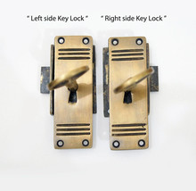 Retro Brass Left/Right Lock Set with Skeleton Keys and Vertical Key Hole Plate - £19.69 GBP
