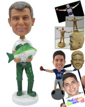 Personalized Bobblehead Happy Fisherman Showing His Catch - Sports &amp; Hobbies Fis - £71.97 GBP