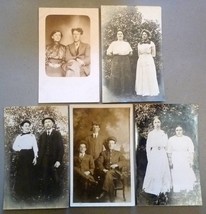 Friends &amp; Couples (5) Five RPPC ca. 1910-15 Group Lot Real Photo Postcards - $12.25