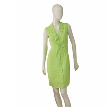 Tahari Lime Green Mini Sleeveless V- Neckline Fitted Pencil Dress - $58.41