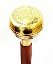 Anchor Brass Head W Handle Victorian Design Wooden Walking Stick Cane Best Gift - £17.14 GBP