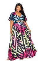 Women&#39;s Plus Size Multi Color Animal Maxi Skirt &amp; Top Set (3XL) - $119.30
