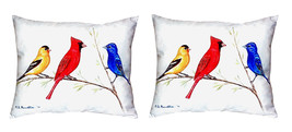 Pair of Betsy Drake Three Birds No Cord Pillows 16 Inch X 20 Inch - £62.43 GBP