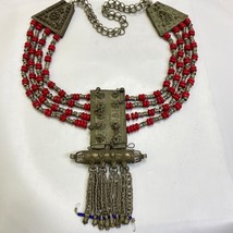Big Antique Yemenite Bedouin Yemeni filigree Necklace yaman Silver Labbe Choker - £387.65 GBP