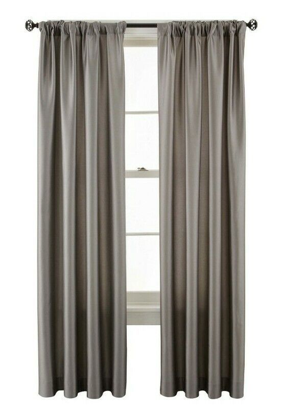 (1) JCPENNEY Studio FINLEY Rod Pocket Back Tab Steeple Grey Curtain 50X8... - $59.39