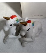 Vintage bisque ceramic unicorn figurines two babies Taiwan - $13.49 CAD