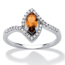 Women Sterling Silver Citrine Birthstone Marquise Ring Size 5 6 7 8 9 10 - £79.92 GBP