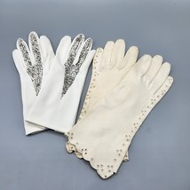 Ladies Dress Gloves Hudson Bay Miss Aris Eyelets Beaded Off White Size S... - $24.18