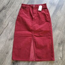 New NWT Time and Tru Women&#39;s Denim Wine Burgundy Corduroy Pocketed Skirt... - $22.18 CAD