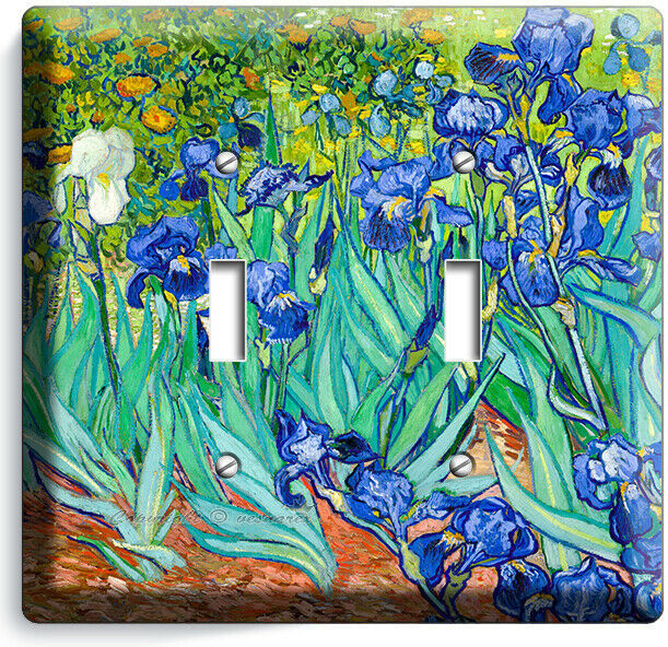 VINCENT VAN GOGH IRISES FLOWER GARDEN 2 GANG LIGHT SWITCH PLATE ART STUDIO DECOR