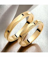 Wavy Wedding Band-4mm Wedding Bands Set-Matching Rings-Engrave Band Rings - $731.00+