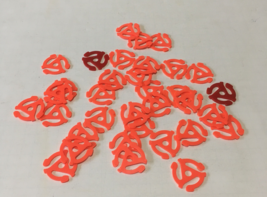 Vintage plastic record insert adapters lot orange red snap in spindle ad... - $19.75