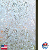 Niviy 29.5x118in 3D Static Cling Window Film Frosted Flower Privacy - $70.81