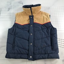 Vintage Duckworth Vest Mens Large Blue Brown Corduroy Snaps Zip Collared... - $55.97