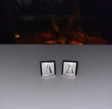 Silver tone Vintage SWANK Cuff Links Textured Initial Letter A - $14.85