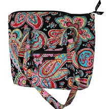 Vera Bradley Parisian Paisley Large Tote Bag Purse Black &amp; Pink Print NWOT - £34.47 GBP