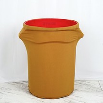 1 Gold 41-50 Gallons Spandex Stretch Round Trash Bin Cover Wedding Party Gift - £17.36 GBP
