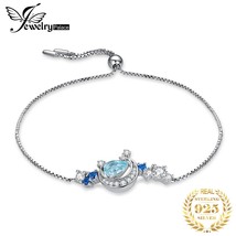 On star genuine sky blue topaz created sapphire 925 sterling silver adjustable bracelet thumb200