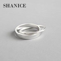 SHANICE 100% Pure 925 Sterling Silver Rings for Women Double Interlock Circle An - £14.02 GBP
