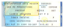 Laurie Anderson Concert Ticket Stub Peut 25 1984 Houston Texas - £40.26 GBP