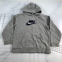 Nike Hoodie Sweatshirt Kids Boys M 10-12 Gray Cotton Blend Large Center Swoosh - £10.97 GBP
