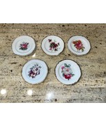 5 X  Vintage 3.5&quot; Miniature Plates Chase Handpainted Japan Gold Edging F... - €17,02 EUR