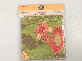 Fabric Central Carnival quilting fabric charm pack 5x5 squares botanical... - $11.20