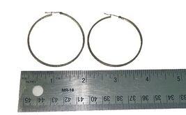 10K Yellow Gold Hoop Earrings 2" Large Lightweight 1.35g Marked 10K RL image 2