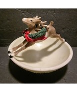  Reindeer as a Handle Wreath Around Neck Christmas Candy Resin Bowl Dish... - £10.12 GBP