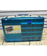 VTG Plano Fishing Tackle Box 1155 Beige Blue Portable Compartments USA - $27.41 CAD