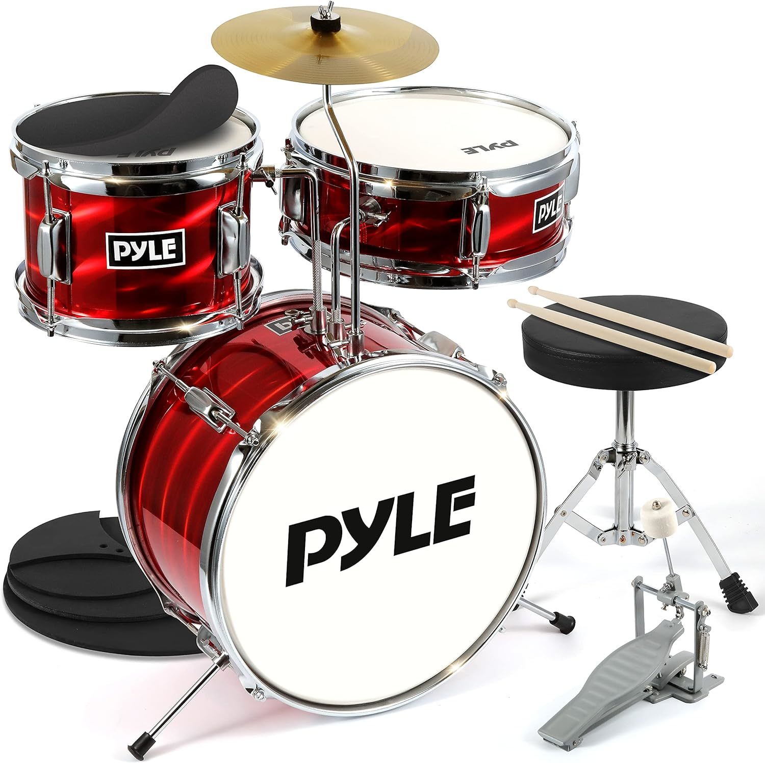 Primary image for Pyle Drum Set For Kids - 3 Pc. Beginner Drum Kit, Silencing Pads 13" Full Junior