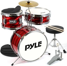 Pyle Drum Set For Kids - 3 Pc. Beginner Drum Kit, Silencing Pads 13&quot; Full Junior - £112.11 GBP
