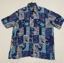 Haupt Shirt Mens Large Blue Paisley Floral Patchwork Lightweight Silky feel - $24.63