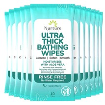 Nurture 120 Disposable XL Ultra Thick Body Wipes for Adults w/Aloe - No Rinse - £32.80 GBP
