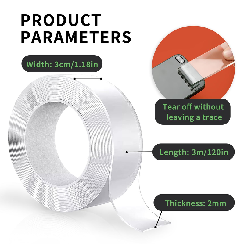 Double Sided Tape Heavy Duty – 2 Rolls Nano Tape 1.18In X 10Ft, Strong Clear Two Item image 7