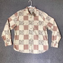 J Crew Shirt Womens XL Patchwork Classic Cottage Core Corduroy Button Up Shacket - $39.08