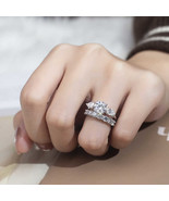 Round Moissanite Diamond Stack Ring 925 Silver Half Eternity Wedding Rin... - $357.95 CAD