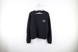 Vtg 90s Harley Davidson Womens Large Faded Spell Out Ribbed Knit Sweater Black - £55.35 GBP
