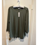 NWT Chico’s | Button Trim Slub Tunic Top | 3/4 Sleeve | Olive Green | Si... - $510.83 MXN
