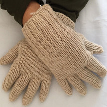 Alpaca Gloves - Soft Warm Fair Trade Hand Knit Beige Alpaca Wool Mittens - £27.23 GBP