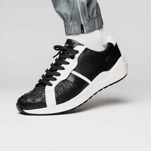Lyon II Genuine Ostrich and Calfskin Fashion Sneaker Black / White image 7