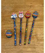 Lisa Frank Easter Egg Bunny Pencils Eraser Topper Vintage Set Of 4 See Pics - $367.38 MXN