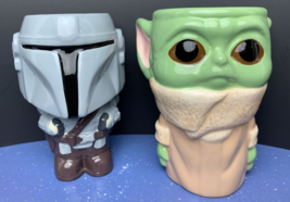 Mandalorian and Grogu Set of 2 Ceramic Shaped Goblets Cups Star Wars Galerie 6&quot; - £23.73 GBP